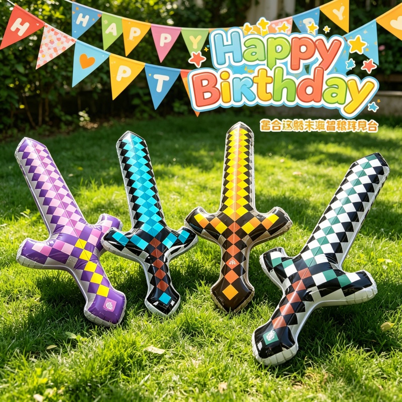 Party Games No Props - ピクセルスタイルの宝石付き金刀飾り、クリエイティブな家庭用エンターテイメントゲーム小道具、お祝い休日の実用的な用品セット