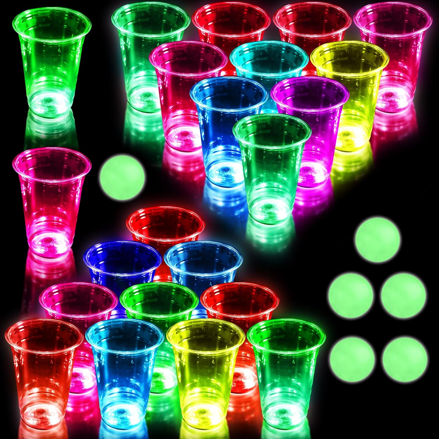Party Games Jenga - きらめくパーティービールのゲーム、LEDカップ、夜のボールで輝く、屋内と屋外、ナイトタイム、競争力のある楽しみ、誕生日
