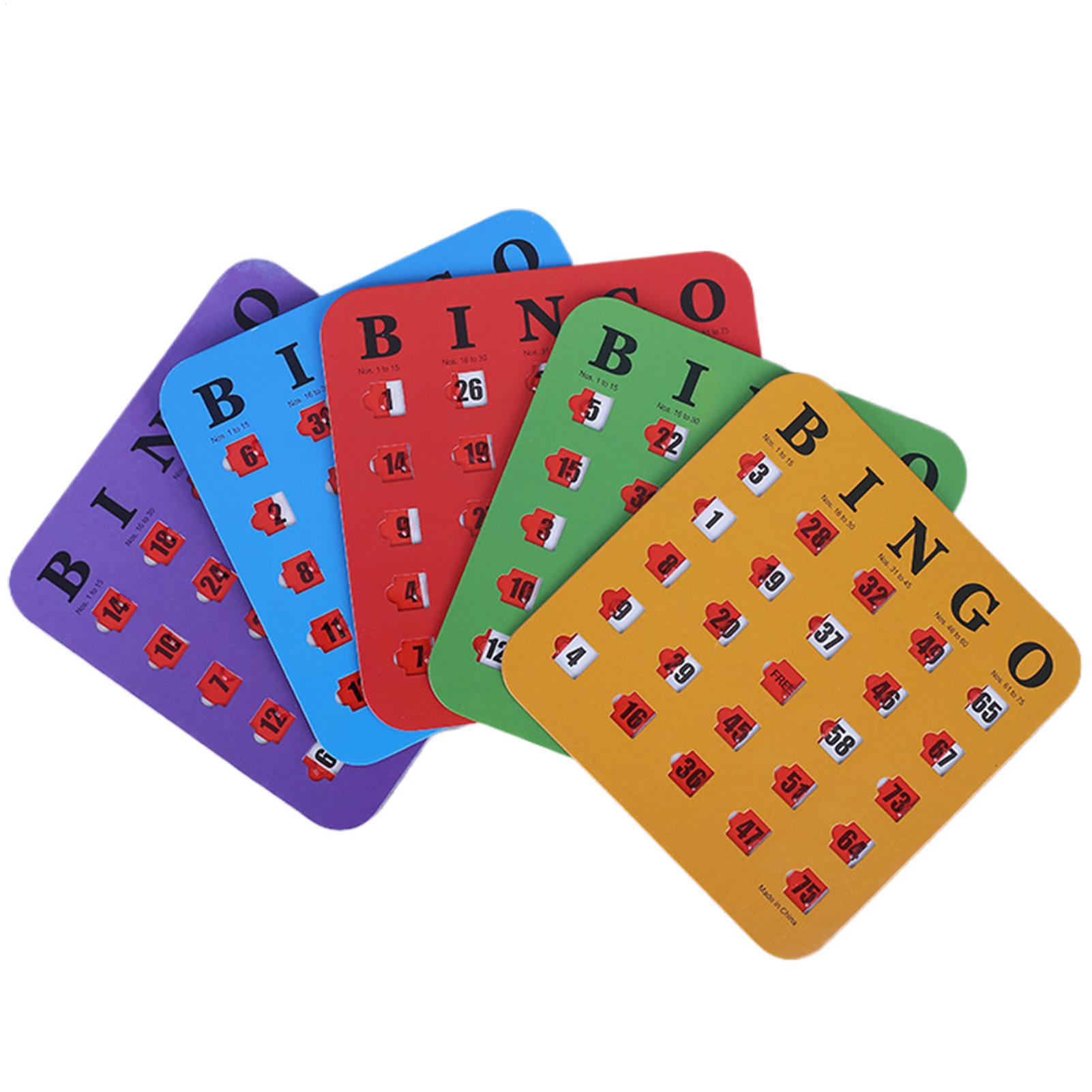 Party Family Games - ビンゴカード 再利用可能な指先ロジック思考パーティーゲーム 5枚セット シャッタースライドビンゴカード 楽しい指先ロジック思考