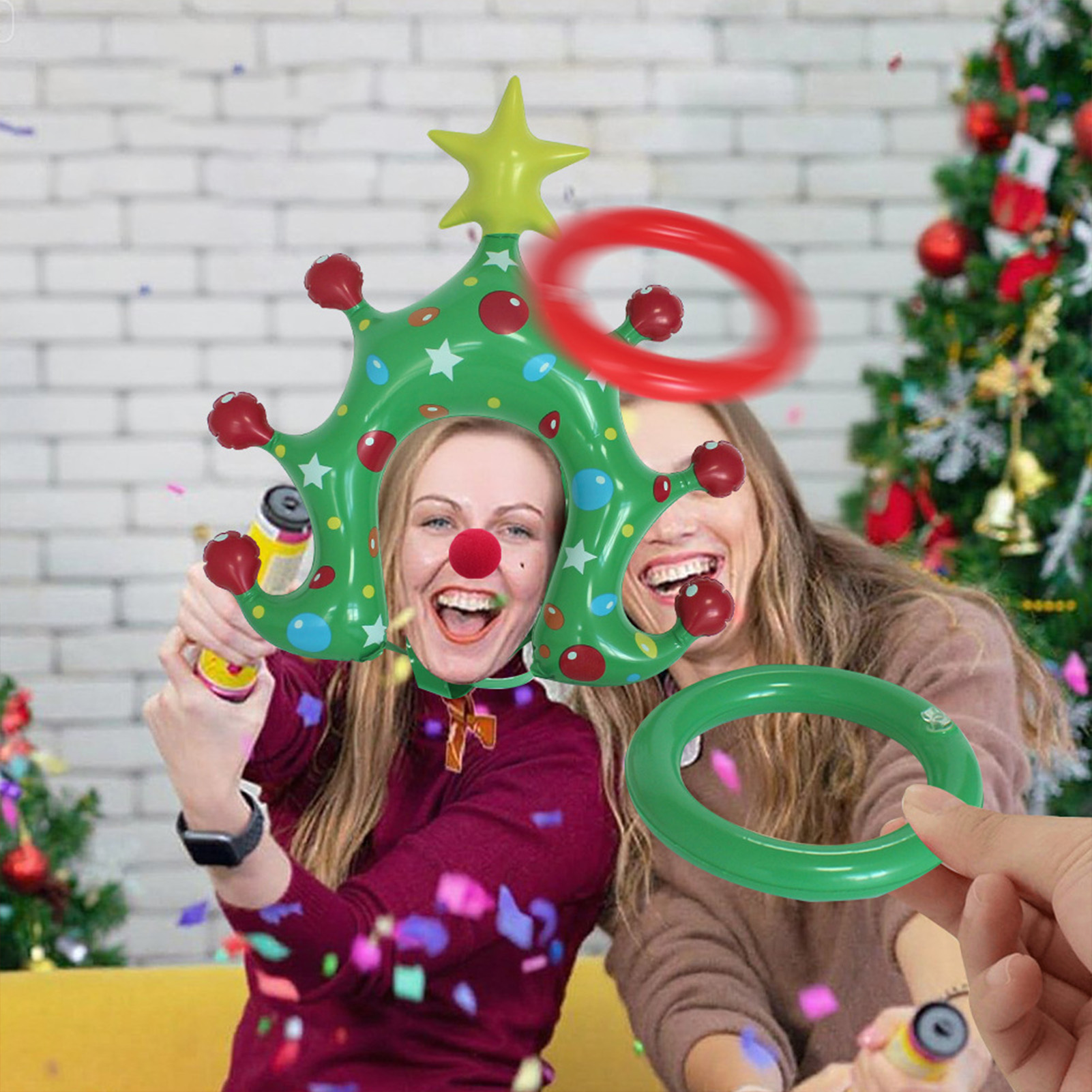 クリスマスツリー輪投げゲーム 面白いインフレータブルヘッドバ - Party Games No Props のレビューと価格