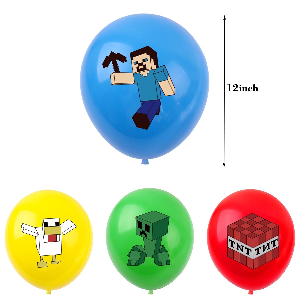 50/100個入り マインクラフト ピクセルバルーン アニメ - Party Games No Props のレビューと価格