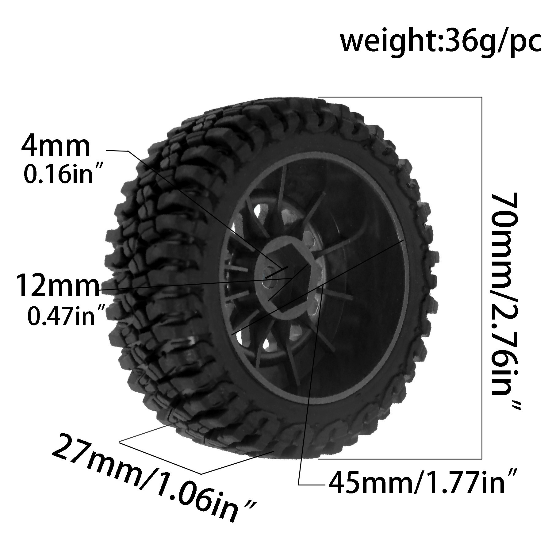 レーシングトラックタイヤ ゴムタイヤ 12mm六角 1/14 - Tamiya Model Rc Car のレビューと価格